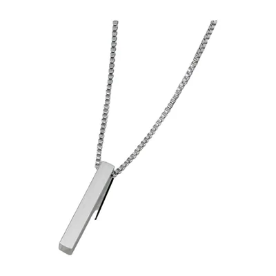 Collana con Pendente a Barra Quadrata, Acciaio Inox 316L