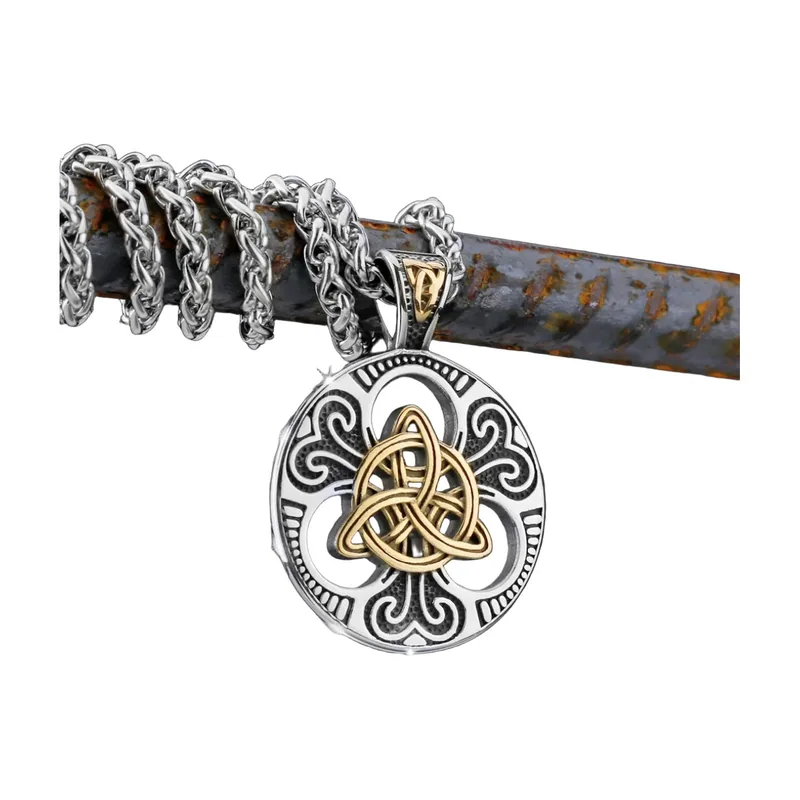 Pendentif Nœud Triquetra Nordique avec Chaîne, Acier Inoxydable