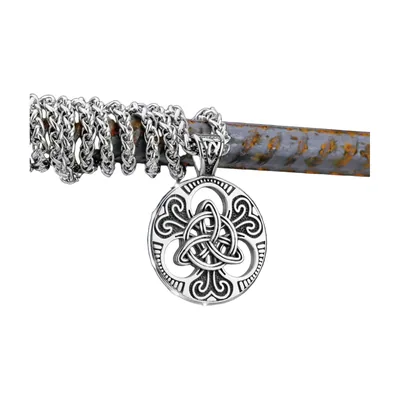 Celtic Knot Pendant with Nordic Totem, Stainless Steel