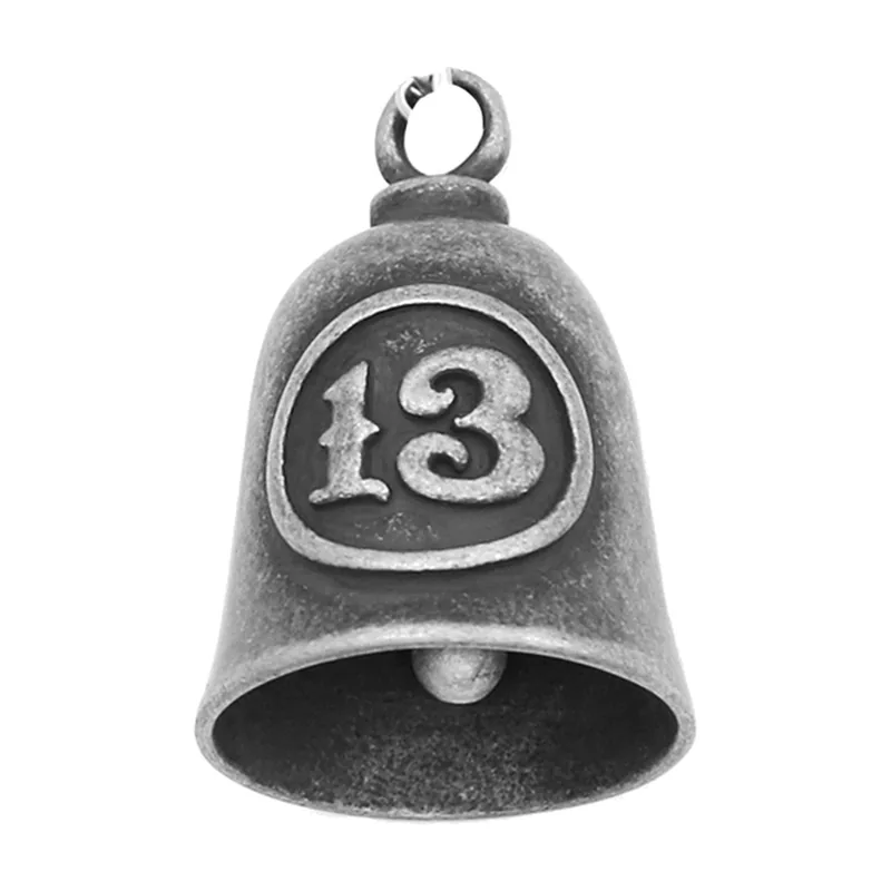 Collier Pendentif Cloche Biker avec Numéro 13, Acier Inoxydable