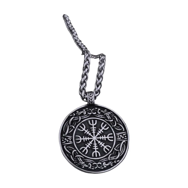 Viking Ouroboros Pendant Necklace with Norse Symbol, Stainless Steel
