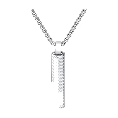 Vertikaler Bar-Anhänger mit Chevron-Muster, Edelstahl