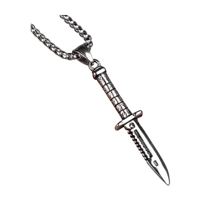 Colgante de Daga con Cadena de Bolas, Acero Inoxidable