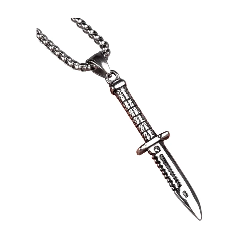 Colgante de Daga con Cadena de Bolas, Acero Inoxidable