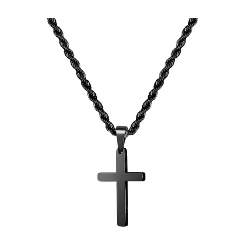 Collier Croix avec Chaîne Gourmette, Acier Inoxydable