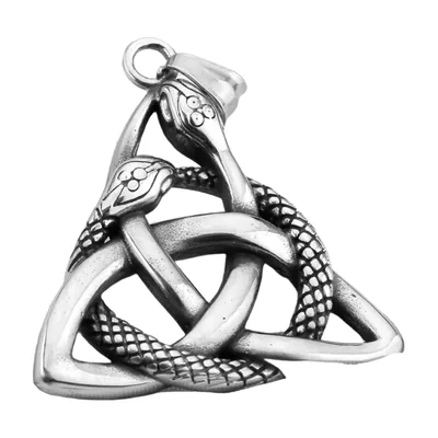 Collana con Pendente Ouroboros e Nodo della Trinità, Acciaio Inox