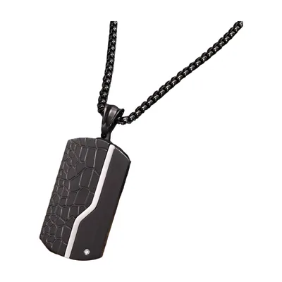 Colgante Dog Tag Geométrico con Zirconia, Acero Inoxidable