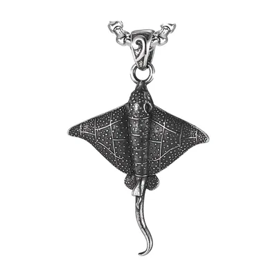 Stingray Rochen Anhänger mit Kabelkette, Edelstahl
