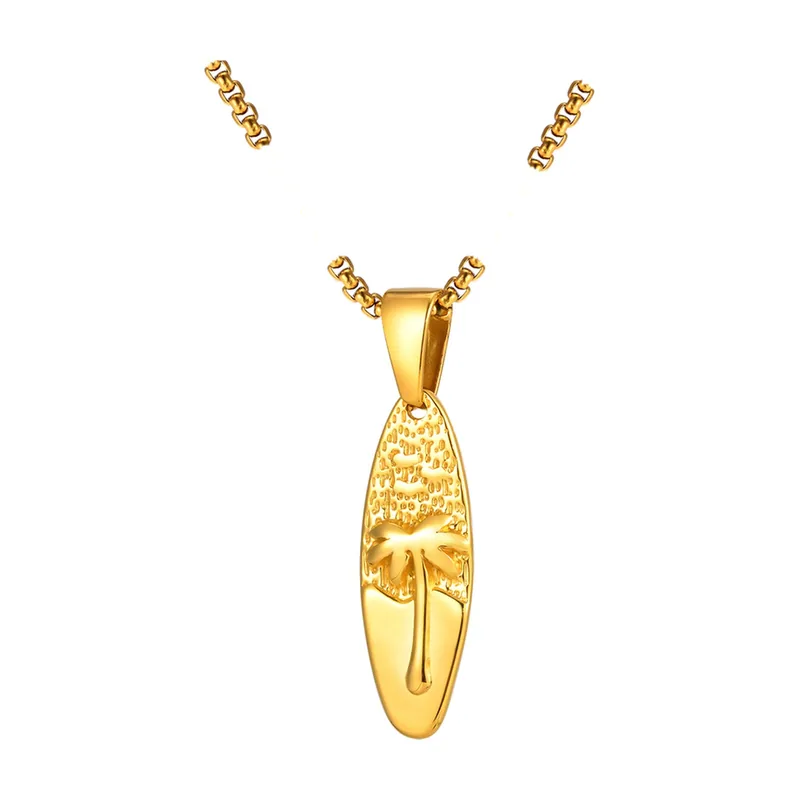 Collana con Pendente Palma e Catena, Acciaio Inossidabile