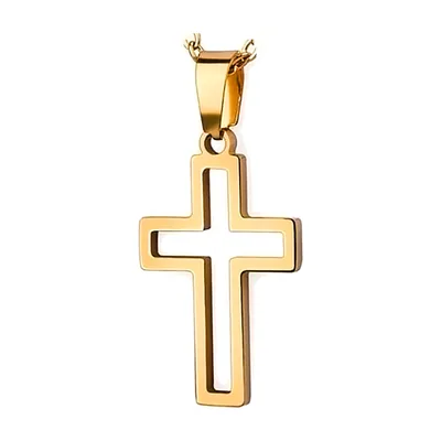 Hohlkreuz Anhänger mit Ankerkette, Edelstahl