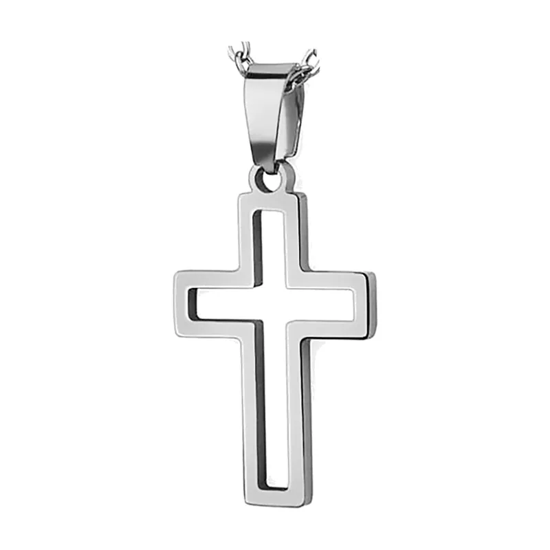 Collier avec Pendentif Croix Ajourée, Acier Inoxydable 316L