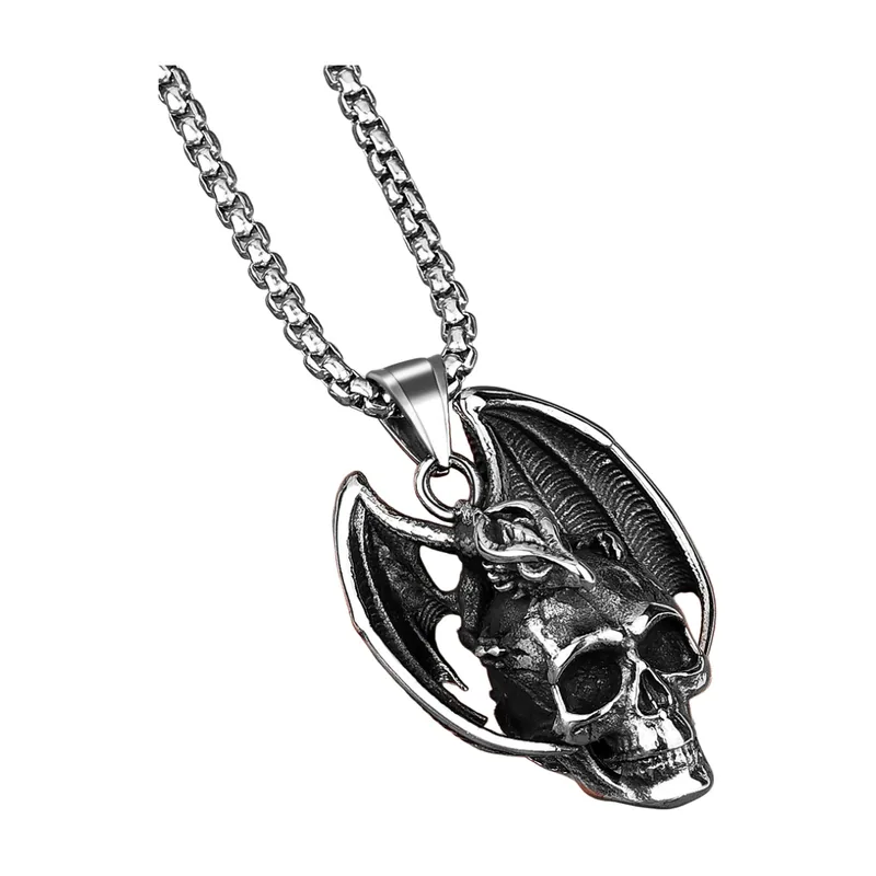 Colgante de Calavera de Dragón con Cadena, Acero Inoxidable
