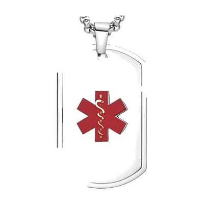Collar Placa de Identificación Star of Life, Acero Inoxidable