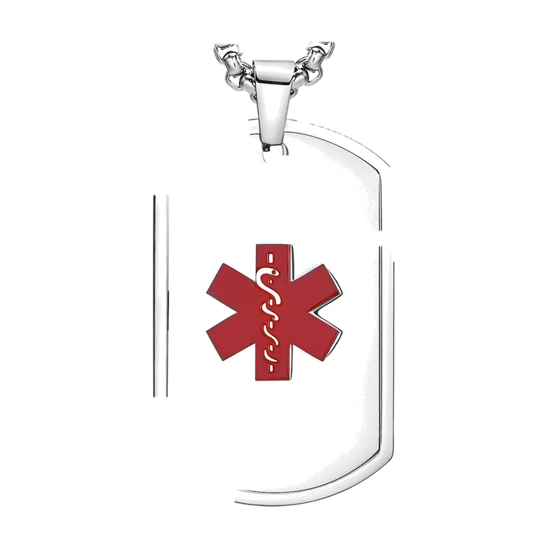 Collier Plaque d'Identification Star of Life, Acier Inoxydable