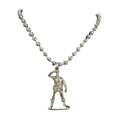 Soldaten-Figur Anhänger mit Kugelkette, Edelstahl