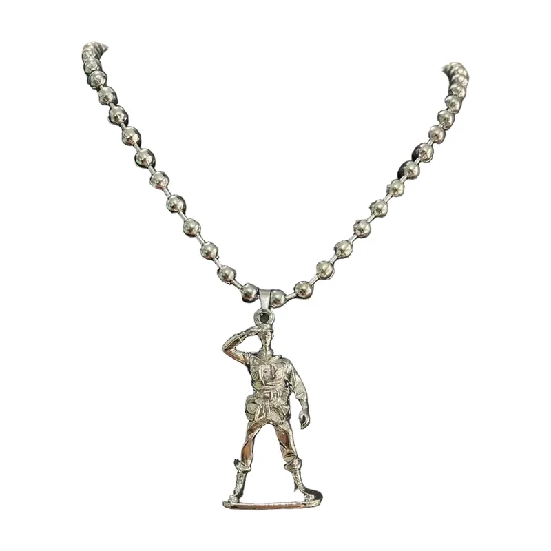 Soldaten-Figur Anhänger mit Kugelkette, Edelstahl