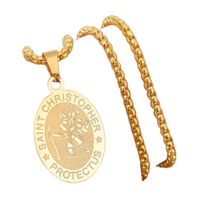 St. Christophus Medaillon mit Kugelkette, Edelstahl