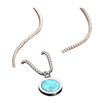 Tiger's Eye Round Pendant with Ball Chain, Stainless Steel