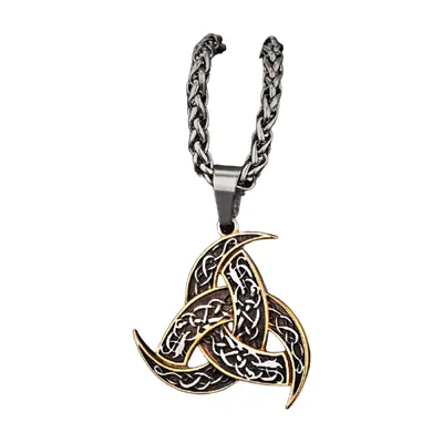 Triquetra Celtic Knot Pendant with Wheat Chain, Stainless Steel