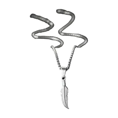 Feather Pendant Necklace, 316L Stainless Steel