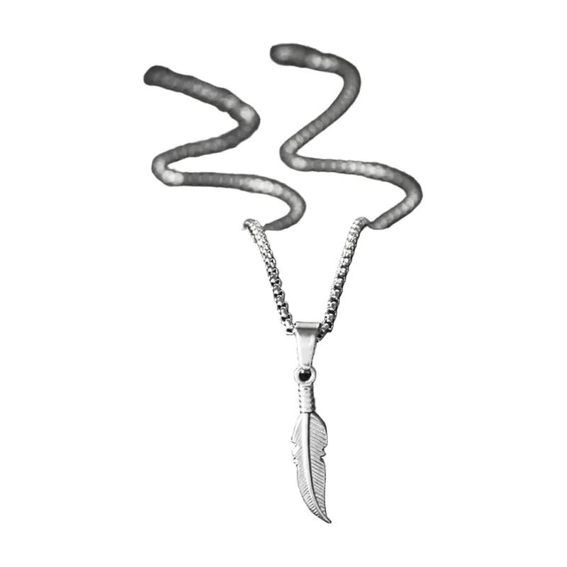 Collier avec Pendentif Plume, Acier Inoxydable 316L