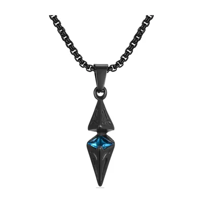 Rhombus Anhänger mit blauem Stein, Edelstahl