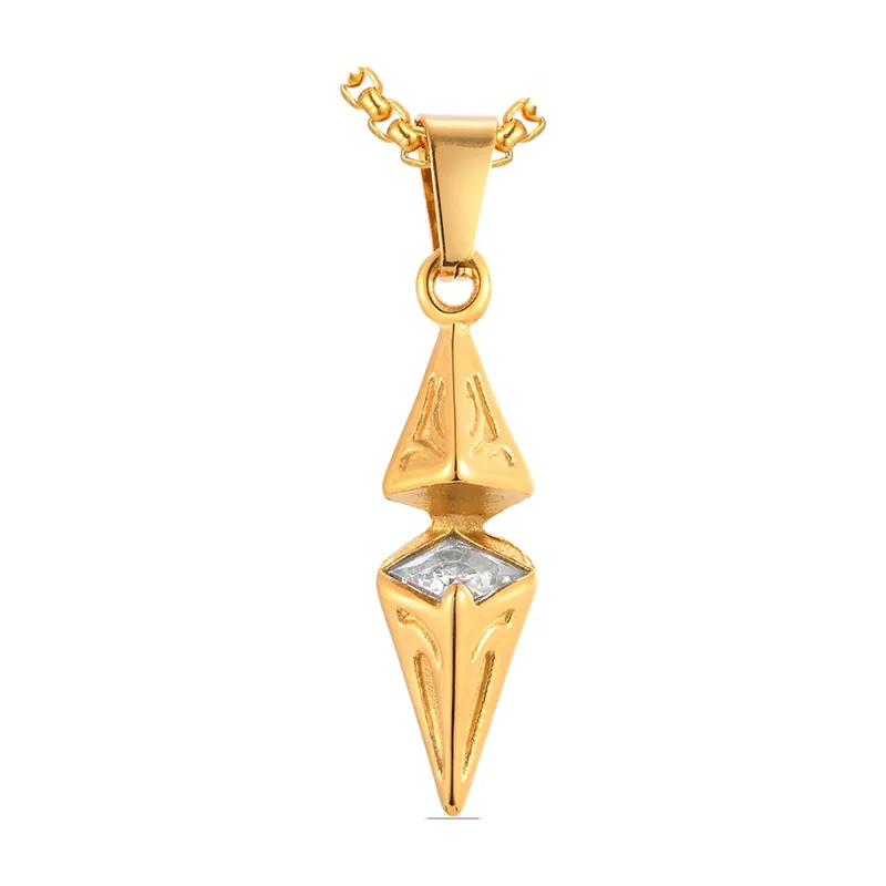 Collana con Pendente a Rombo e Zirconia, Acciaio Inossidabile