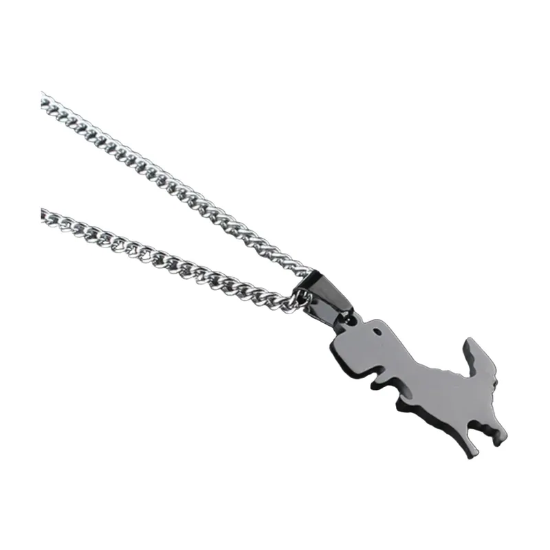 Dinosaur Pendant Necklace with Curb Chain, Stainless Steel