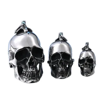 Collana con Pendente a Teschio e Catena, Acciaio Inossidabile 316L