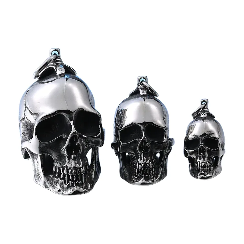 Colgante de Calavera con Cadena Curb, Acero Inoxidable 316L