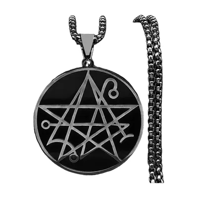 Necronomicon Okkult-Symbol Anhänger mit Panzerkette, Edelstahl