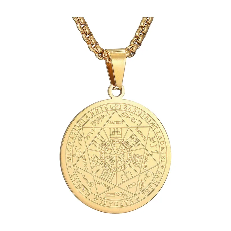 Pendentif Sceau des Sept Archanges avec Chaîne, Acier Inoxydable
