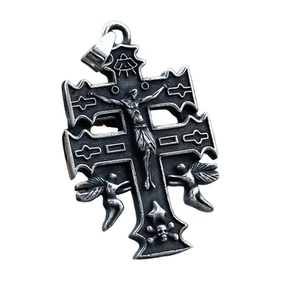 Orthodox Cross Pendant Necklace with Curb Chain, Stainless Steel