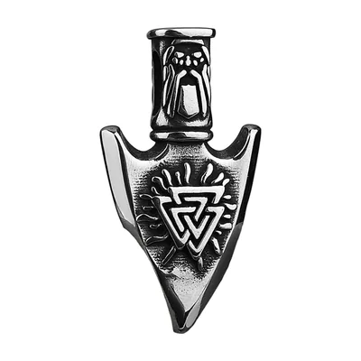 Collier Pendentif Lance d'Odin avec Détails Dorés, Acier Inoxydable – Argent