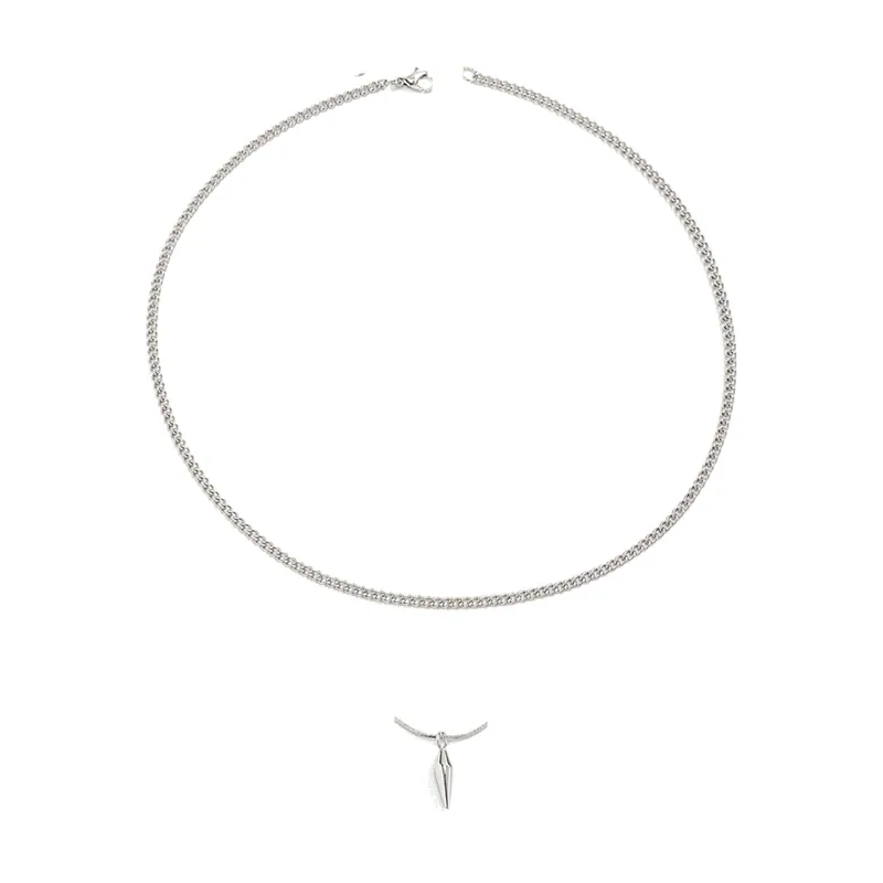 Collar de Doble Capa con Colgante de Punta, Acero Inoxidable