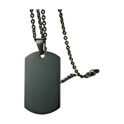 Colgante Dog Tag con Cadena de Eslabones, Acero Inoxidable