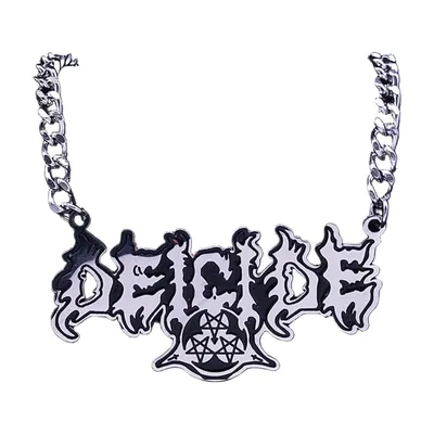 Deicide Wort-Anhänger mit Pentagramm, Edelstahl