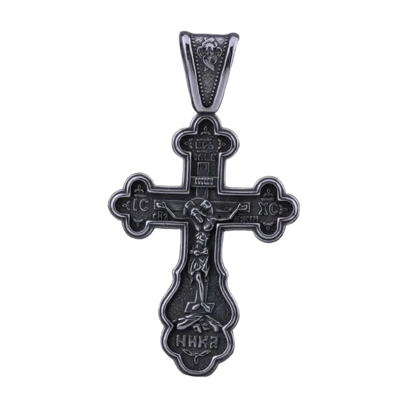 Pendente Croce Ortodossa con Catena, Acciaio Inossidabile