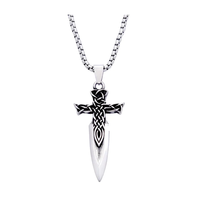 Collier Épée Nordique avec Nœud Celtique, Acier Inoxydable