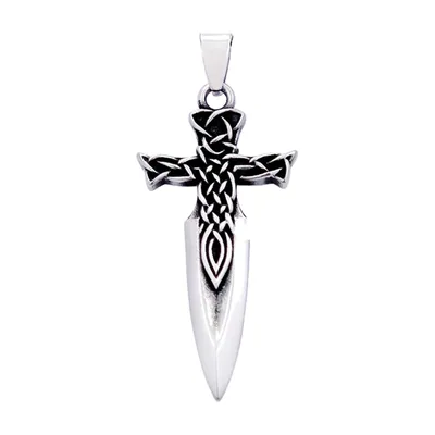 Pendentif Épée Viking avec Nœud Celtique, Acier Inoxydable