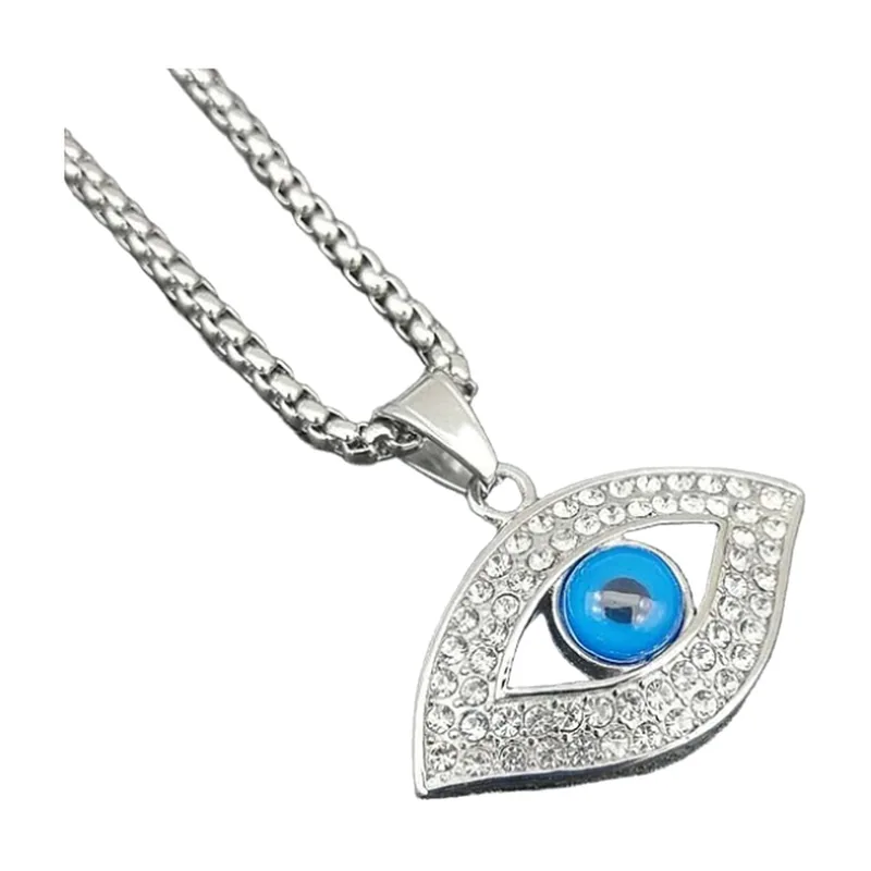 Evil Eye Anhänger mit blauem Stein, Edelstahl