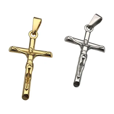 Crucifix Cross Pendant Necklace, 316L Stainless Steel