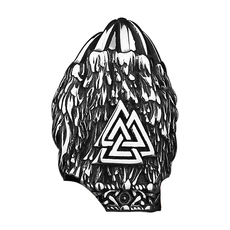 Pendentif Griffe d'Ours avec Symbole Valknut, Acier Inoxydable