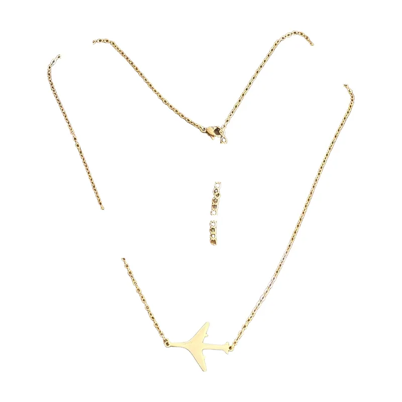 Collier Pendentif Avion, Acier Inoxydable 316L
