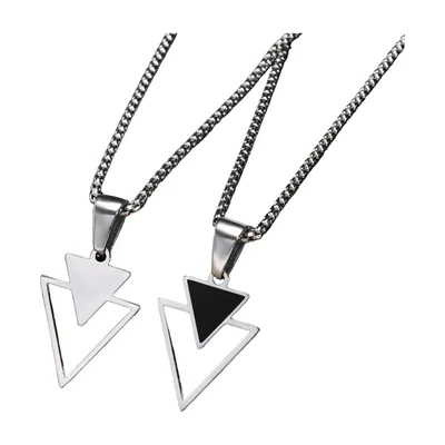 Collana con Pendente Triangolo Geometrico, Acciaio Inossidabile