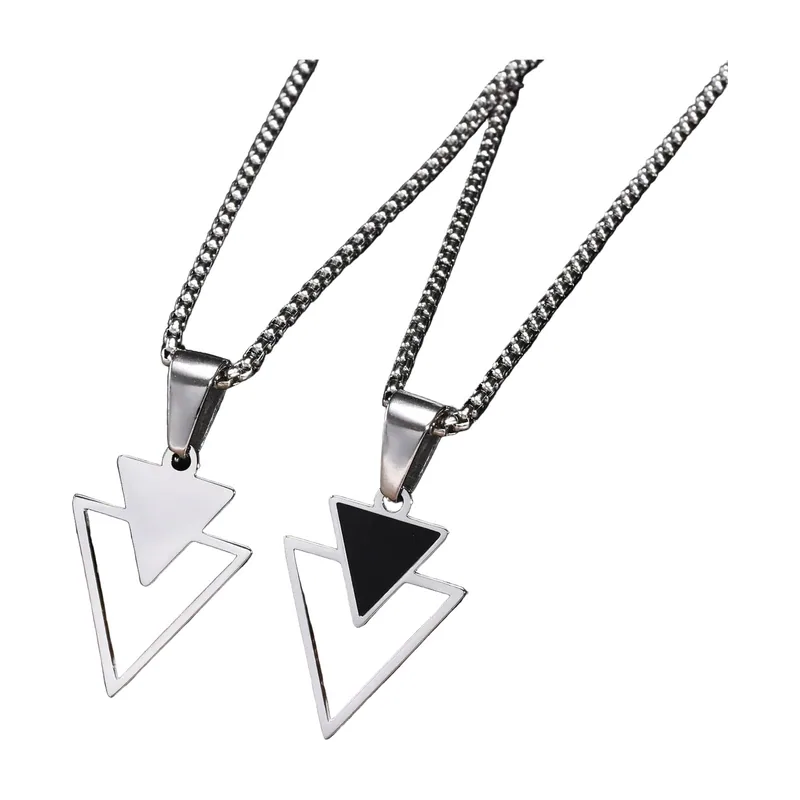 Colgante Geométrico de Triángulo con Cadena, Acero Inoxidable