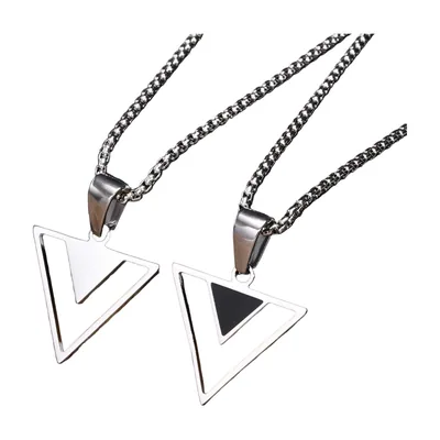 Pendente a Triangolo Geometrico con Catena, Acciaio Inossidabile