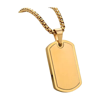 Colgante Dog Tag con Cadena de Eslabones, Acero Inoxidable