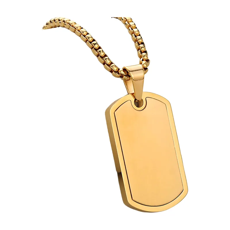 Colgante Dog Tag con Cadena de Eslabones, Acero Inoxidable
