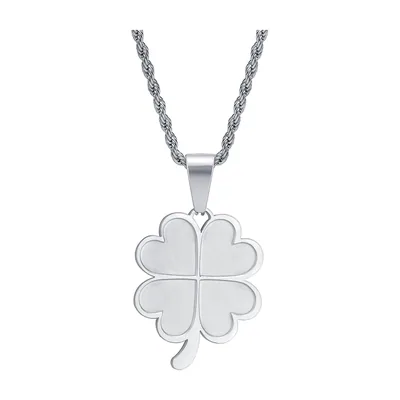 Collier Pendentif Trèfle à Quatre Feuilles, Acier Inoxydable